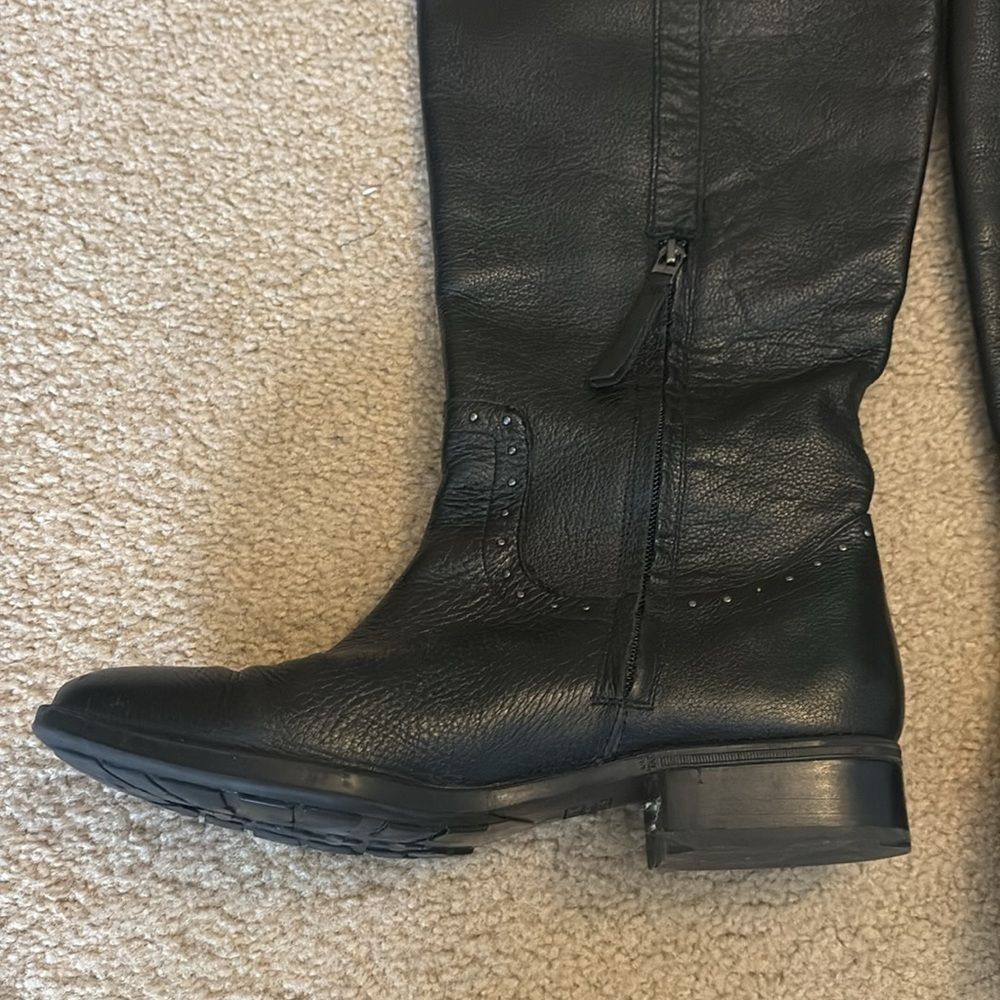 Sam Edelman Prina Riding Boot Black Studded Leather Flat Sz 10 - Picture 4 of 11